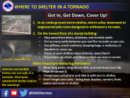 Information about the safest options for sheltering during a tornado