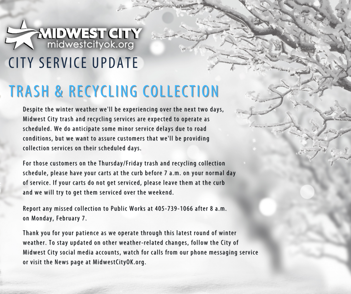 Winter Weather Trash Service Update