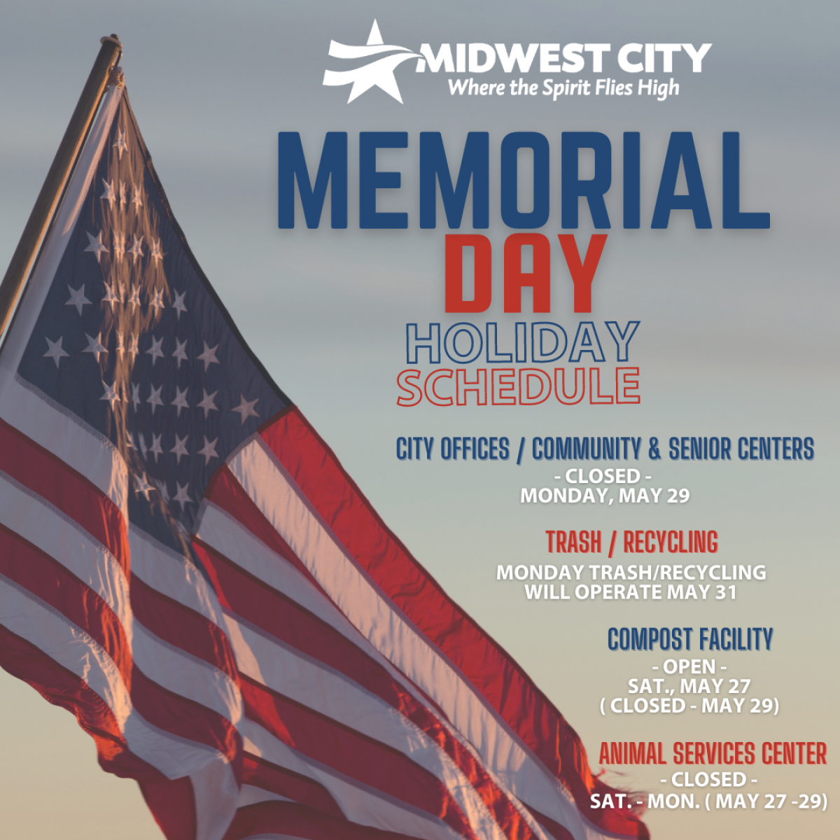 2023 Memorial Day City Services