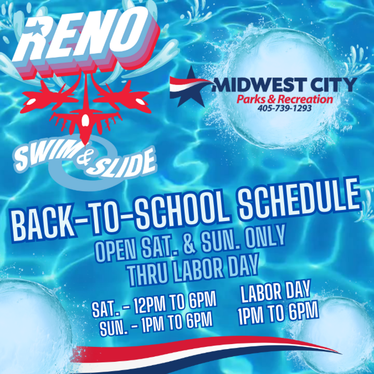 Back to School schedule at Reno Swim & Slide